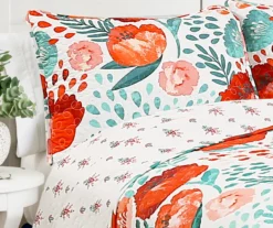 White & Red Poppy Garden Full/Queen 3-Piece Quilt Set -Northlight Sales Store 810553414 3 1