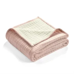 Kantha Blush & Off-White Stitch-Row Throw, (50" X 60") -Northlight Sales Store 810553461 31