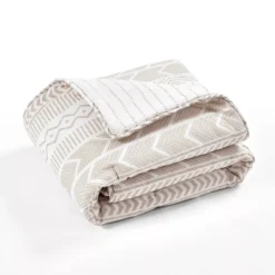 Hygge White & Taupe Geometric Throw, (50" X 60") 15 Hygge White & Taupe Geometric Throw, (50" X 60") -Northlight Sales Store 810553463 4