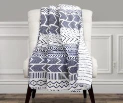 Hygge Navy & White Geometric Throw, (50" X 60")