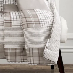 Greenville Taupe & White Plaid Patchwork Throw, (50" X 60") 12 Greenville Taupe & White Plaid Patchwork Throw, (50" X 60") -Northlight Sales Store 810553466 11