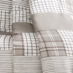 Greenville Taupe & White Plaid Patchwork Throw, (50" X 60") 10 Greenville Taupe & White Plaid Patchwork Throw, (50" X 60") -Northlight Sales Store 810553466 2