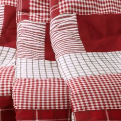 Greenville Red & White Plaid Patchwork Throw, (50" X 60") -Northlight Sales Store 810553467 2
