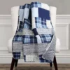 Greenville Navy & Blue Plaid Patchwork Throw, (50" X 60")