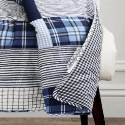 Greenville Navy & Blue Plaid Patchwork Throw, (50" X 60") -Northlight Sales Store 810553468 11