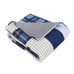 Greenville Navy & Blue Plaid Patchwork Throw, (50" X 60") -Northlight Sales Store 810553468 3
