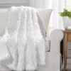 Emma White Faux Fur Throw, (50" X 60")