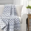 Monique White & Navy Pattern Patchwork Quilted Throw, (50" X 60") -Northlight Sales Store 810553470