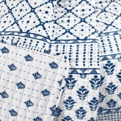 Monique White & Navy Pattern Patchwork Quilted Throw, (50" X 60") -Northlight Sales Store 810553470 21