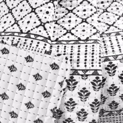 Monique White & Black Pattern Patchwork Quilted Throw, (50" X 60") -Northlight Sales Store 810553471 21