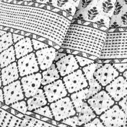 Monique White & Black Pattern Patchwork Quilted Throw, (50" X 60") -Northlight Sales Store 810553471 3