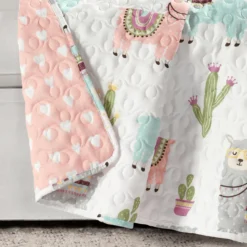 White & Pastel Llama Cactus Quilted Throw, (50" X 60") 15 White & Pastel Llama Cactus Quilted Throw, (50" X 60") -Northlight Sales Store 810553473 11