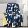 Navy & Pastel Llama Cactus Quilted Throw, (50" X 60") -Northlight Sales Store 810553474