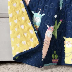 Navy & Pastel Llama Cactus Quilted Throw, (50" X 60") -Northlight Sales Store 810553474 11