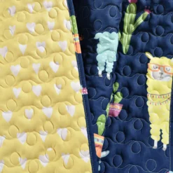 Navy & Pastel Llama Cactus Quilted Throw, (50" X 60") -Northlight Sales Store 810553474 2