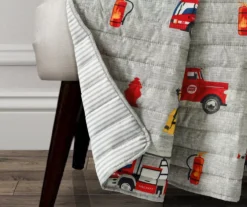 Gray & Red Fire Truck Quilted Throw, (50" X 60") -Northlight Sales Store 810553475 1