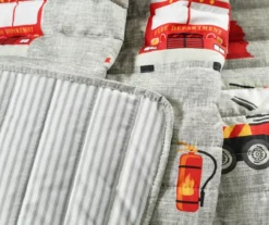 Gray & Red Fire Truck Quilted Throw, (50" X 60") -Northlight Sales Store 810553475 3