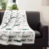 White & Green Alligator Pattern Quilted Sherpa Throw, (50" X 60") -Northlight Sales Store 810553481