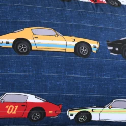 Navy Multicolor Race Cars Quilted Sherpa Throw, (50" X 60") -Northlight Sales Store 810553484 2