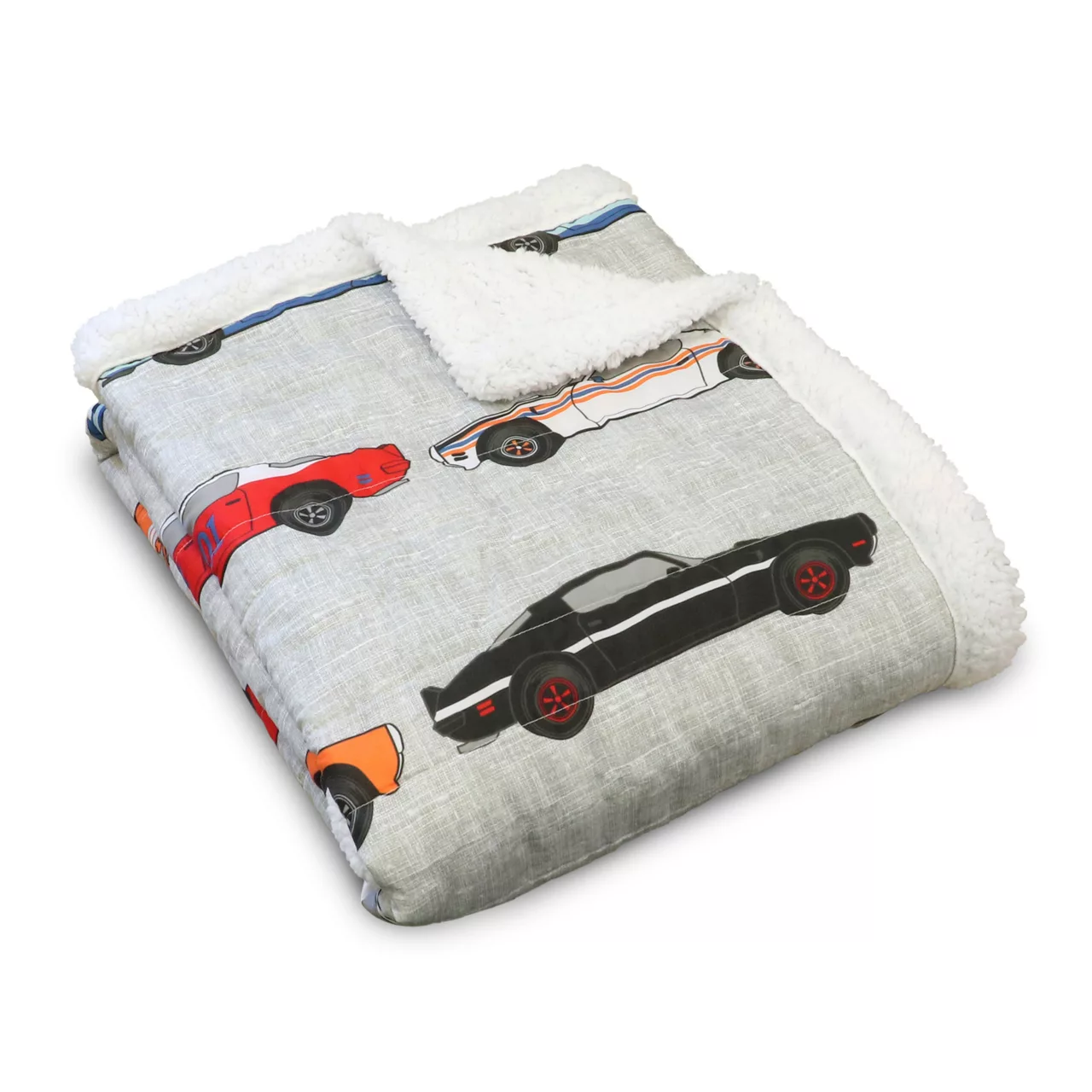 Beige Multicolor Race Cars Quilted Sherpa Throw, (50" X 60") 3 Beige Multicolor Race Cars Quilted Sherpa Throw, (50" X 60")