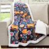 Pixie Navy & Orange Floral Fox Quilted Sherpa Throw, (50" X 60") -Northlight Sales Store 810553496