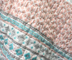 Turquoise & Pink Elephant Stripe Quilted Sherpa Throw, (50" X 60") -Northlight Sales Store 810553499 41
