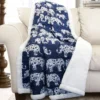 Navy & White Elephant Parade Quilted Sherpa Throw, (50" X 60") -Northlight Sales Store 810553501