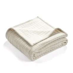 Kantha Beige & Off-White Stitch-Row Throw, (50" X 60") -Northlight Sales Store 810553513 3