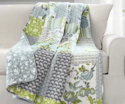 Blue & White Floral Patchwork Roesser Quilted Throw, (50" X 60")