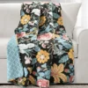 Black & Yellow Floral Sydney Quilted Throw, (50" X 60") 1 Black & Yellow Floral Sydney Quilted Throw, (50" X 60") -Northlight Sales Store 810553519