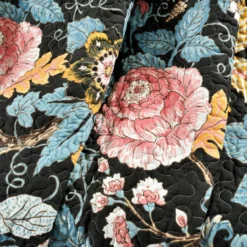 Black & Yellow Floral Sydney Quilted Throw, (50" X 60") 12 Black & Yellow Floral Sydney Quilted Throw, (50" X 60") -Northlight Sales Store 810553519 2