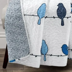 Rowley White & Blue Birds Quilted Throw, (50" X 60") -Northlight Sales Store 810553520 1
