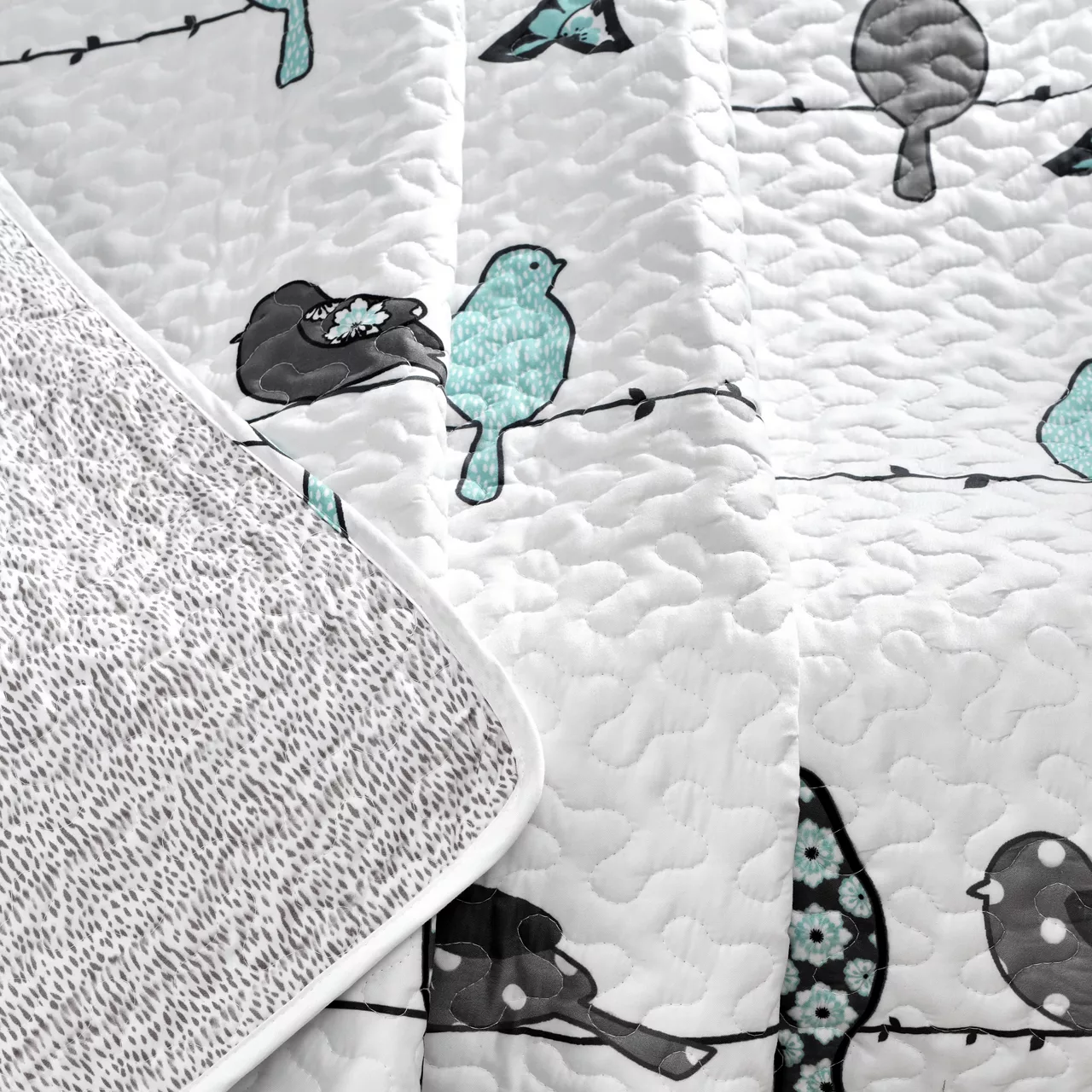 Rowley White & Gray Birds Quilted Throw, (50" X 60") 7 Rowley White & Gray Birds Quilted Throw, (50" X 60") - Image 5