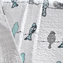 Rowley White & Gray Birds Quilted Throw, (50" X 60") 9 Rowley White & Gray Birds Quilted Throw, (50" X 60") -Northlight Sales Store 810553522 2