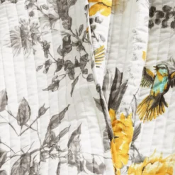 White, Yellow & Gray Floral Penrose Quilted Throw, (50" X 60") -Northlight Sales Store 810553524 2