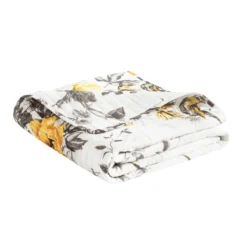 White, Yellow & Gray Floral Penrose Quilted Throw, (50" X 60") -Northlight Sales Store 810553524 3
