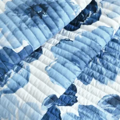 Leah Navy & White Floral Reversible Quilted Throw, (50" X 60") -Northlight Sales Store 810553527 11