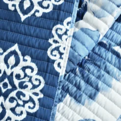 Leah Navy & White Floral Reversible Quilted Throw, (50" X 60") -Northlight Sales Store 810553527 21