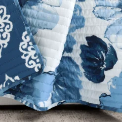 Leah Navy & White Floral Reversible Quilted Throw, (50" X 60") -Northlight Sales Store 810553527 31