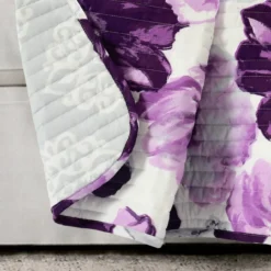 Leah White & Purple Floral Quilted Throw, (50" X 60") -Northlight Sales Store 810553528 11