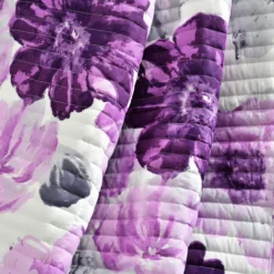Leah White & Purple Floral Quilted Throw, (50" X 60") -Northlight Sales Store 810553528 31