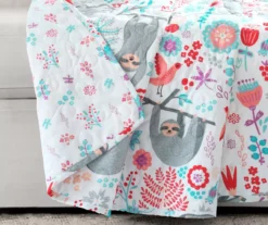 Hygge White, Mint & Red Floral Sloth Quilted Throw, (50" X 60") -Northlight Sales Store 810553531 11