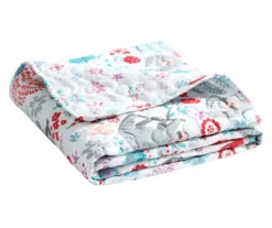 Hygge White, Mint & Red Floral Sloth Quilted Throw, (50" X 60") -Northlight Sales Store 810553531 41