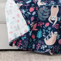 Hygge Navy, Turquoise & Red Floral Sloth Quilted Throw, (50" X 60") 9 Hygge Navy, Turquoise & Red Floral Sloth Quilted Throw, (50" X 60") -Northlight Sales Store 810553532 1