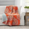 Tangerine & Blue Paisley Arabesque Harley Quilted Throw, (50" X 60") -Northlight Sales Store 810553533