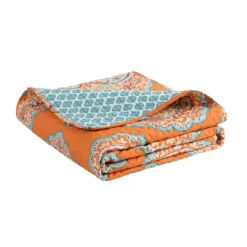 Tangerine & Blue Paisley Arabesque Harley Quilted Throw, (50" X 60") -Northlight Sales Store 810553533 41