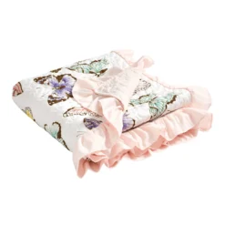 Pastel & Pink Flutter Butterfly Ruffle-Trim Quilted Throw, (50" X 60") -Northlight Sales Store 810553535 3