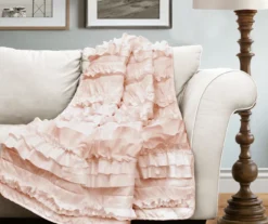 Blush Pink Ruffled Belle Throw, (50" X 60")