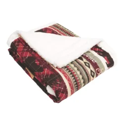 Red & Brown Holiday Lodge Sherpa Throw, (50" X 60") 10 Red & Brown Holiday Lodge Sherpa Throw, (50" X 60") -Northlight Sales Store 810553546 3