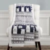 Navy & White Llama Stripe Quilted Sherpa Throw, (50" X 60") -Northlight Sales Store 810553548
